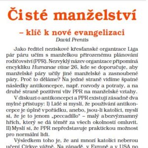 Čisté manželství - klíč k nové evangelizaci